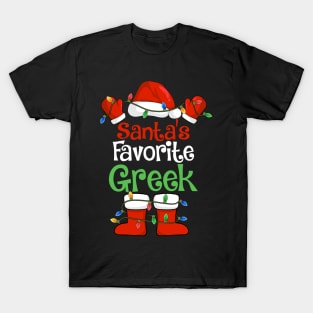 Santa's Favorite Greek Funny Christmas Pajamas T-Shirt